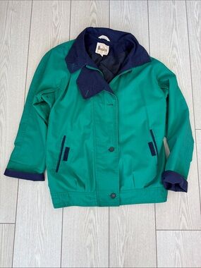 Vintage 90s jacket teal green blue 9/10 casual pockets classic windbreaker coat